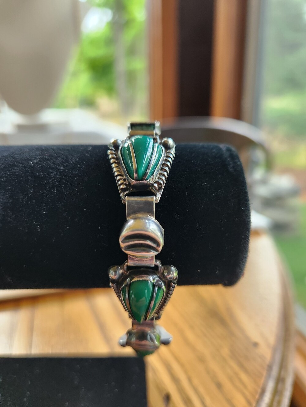 🔥Vintage Mexican Silver .925 And Green Onyx Women's Bracelet - Picture 7 of 7